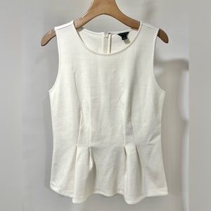 Ann Taylor off white peplum ponte sleeveless top